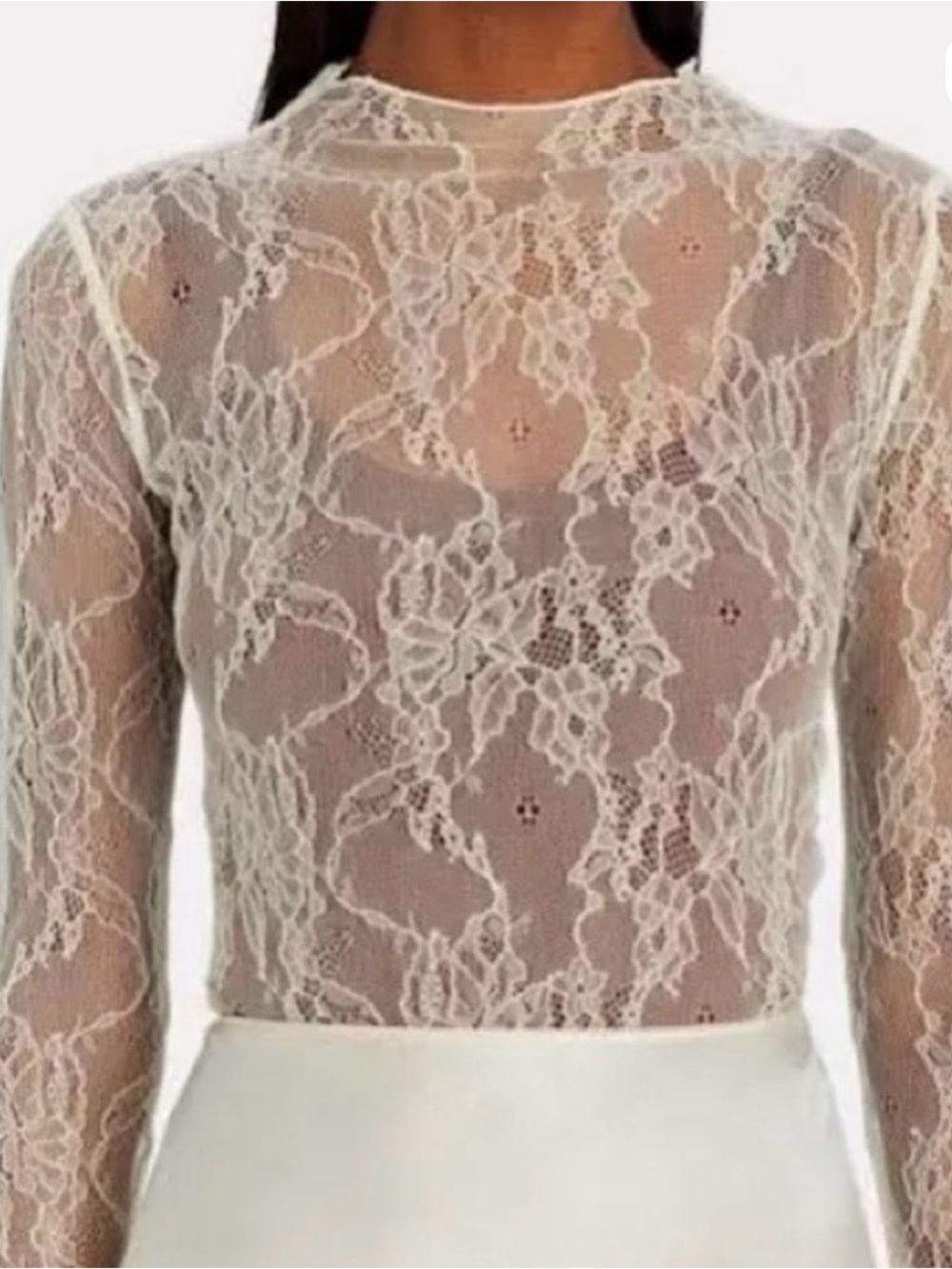 NWT WeWoreWhat Ivory Lace Mockneck Top, Small